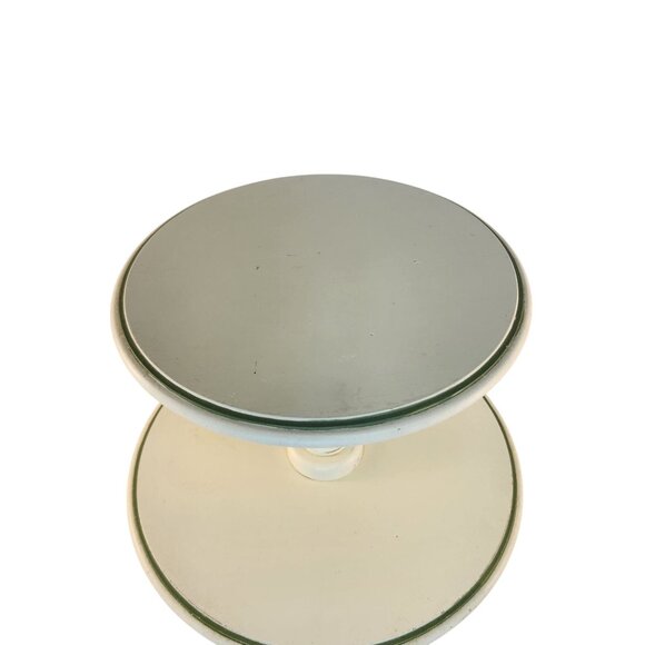 Rustic Two Tier Wooden Stand, Distressed Cream Green Tray, Farmhouse Tiered Disp - Picture 10 of 11